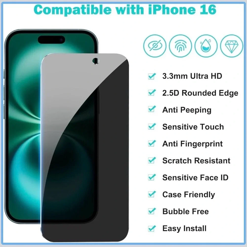 2 iPhone 16 Privacy Screen & Lens Protectors